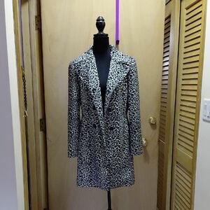 Leopard Print Women's Coat - Black & White VINTAGE Bebe Coat.